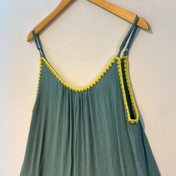 Hem & Thread wide leg pull on jumpsuit/rayon deep sage/yellow size medium - Picture 5 of 9